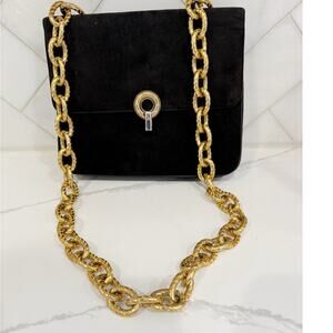 Vintage Black Suede Chain Shoulder Bag